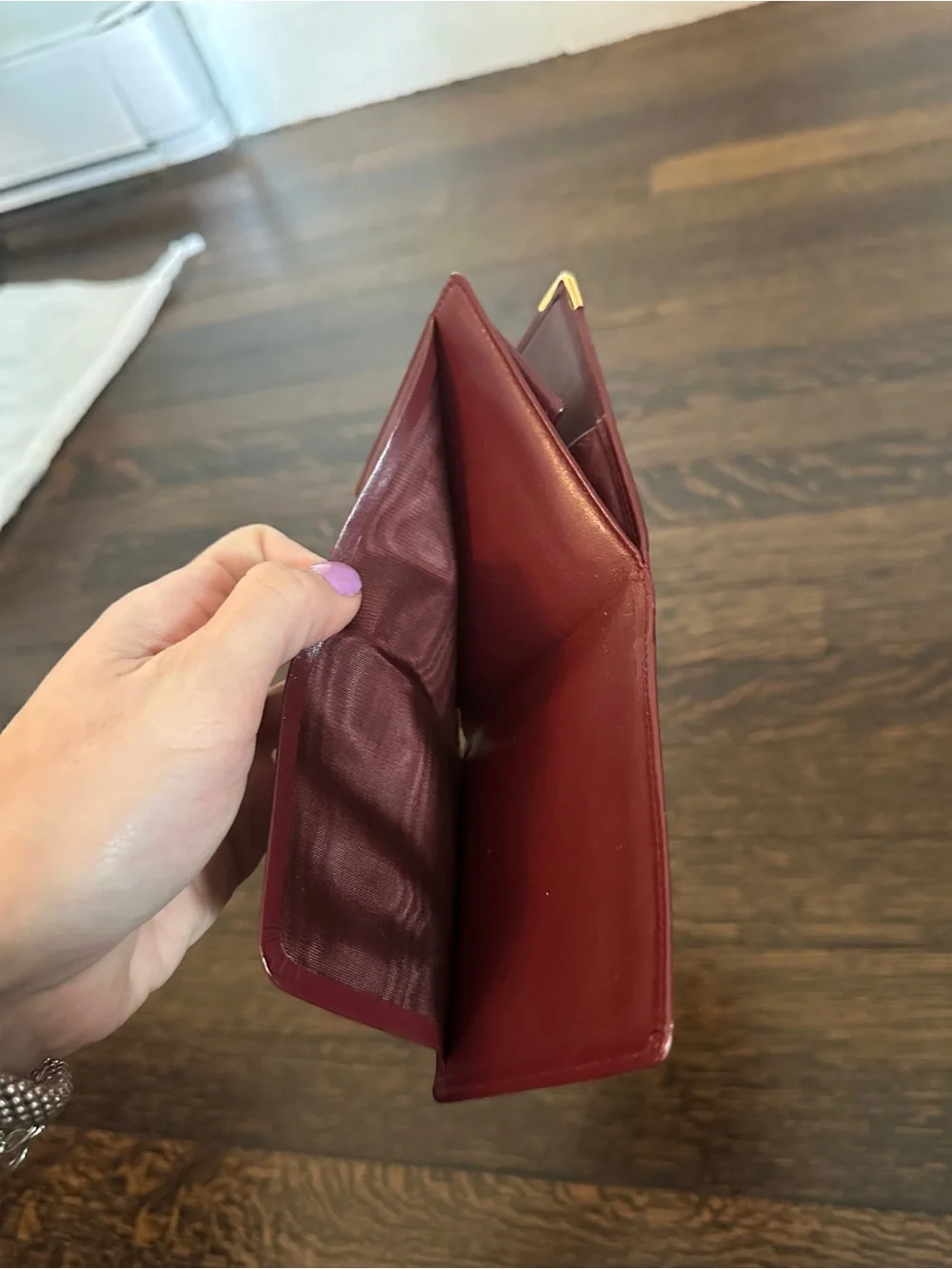 Cartier Burgundy Leather Billfold with Gold Corner Details